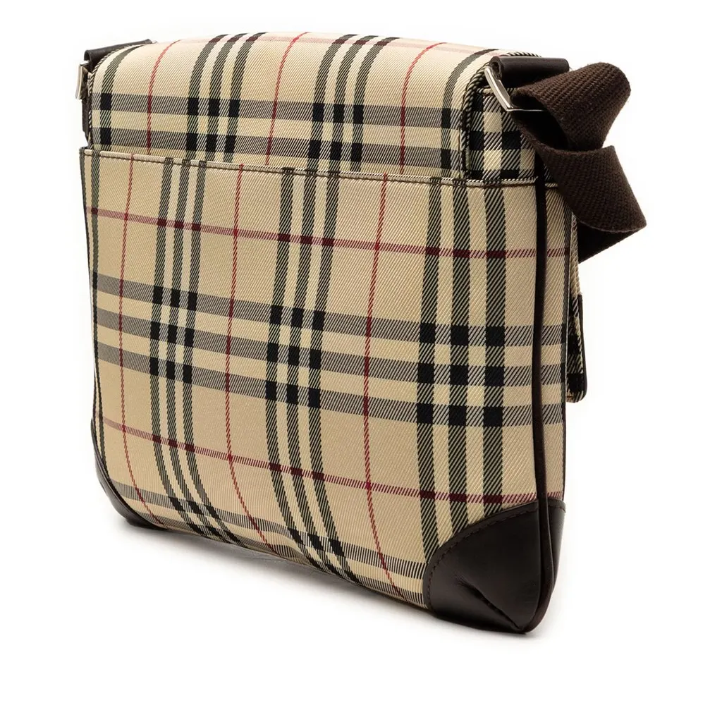 Burberry House Check Canvas Flap Crossbody Beige Very good - Back View