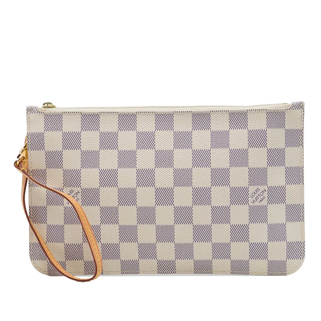 Louis Vuitton Damier Azur Neverfull MM Pouch White Canvas Very good - Front View