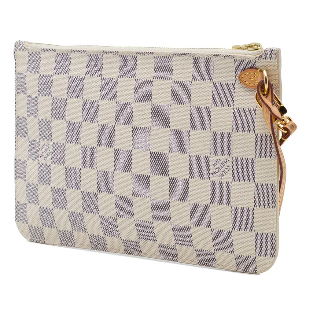 Louis Vuitton Damier Azur Neverfull MM Pouch White Canvas Very good - Back View
