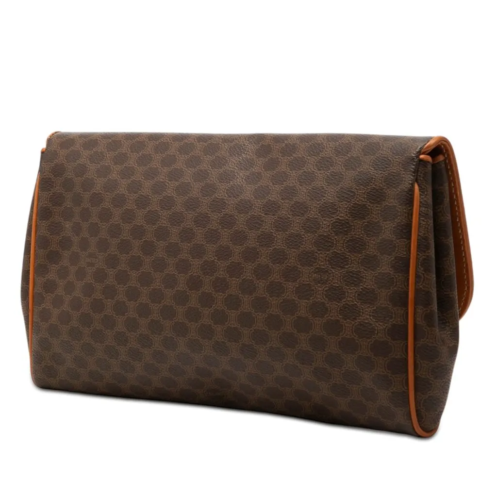 Celine Macadam Coated Canvas Clutch Brown Very good - Back View