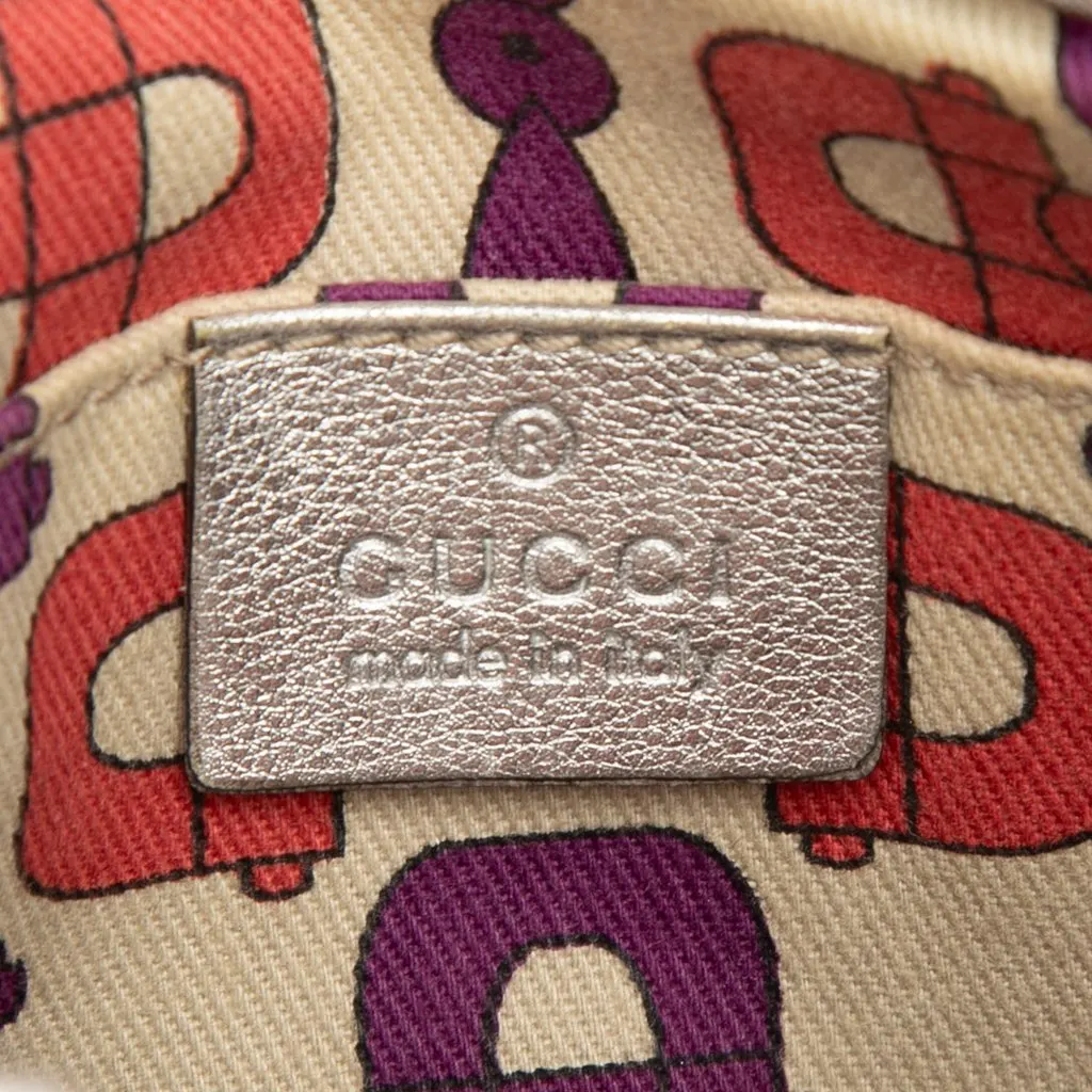 Gucci Medium Metallic Guccissima Britt Tassel Flap Handbag Silver Leather Very good - Box View