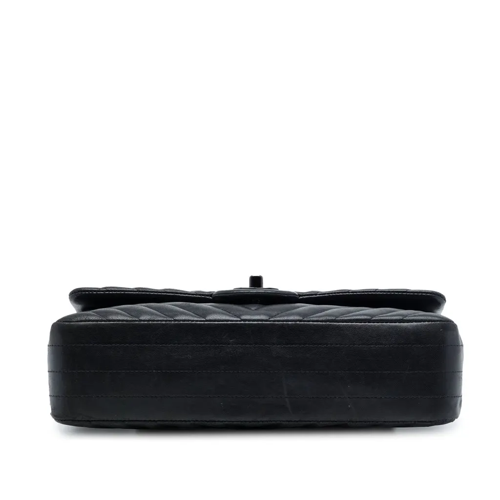 Chanel Medium Classic Chevron Lambskin So Black Double Flap Black Leather Very good - Inside View