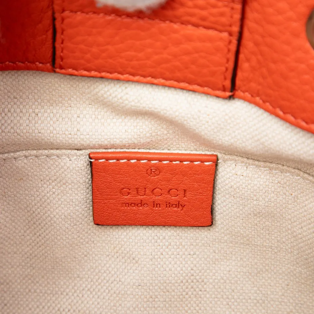 Gucci Mini Calfskin Bamboo Shopper Satchel Orange Leather Very good - Box View