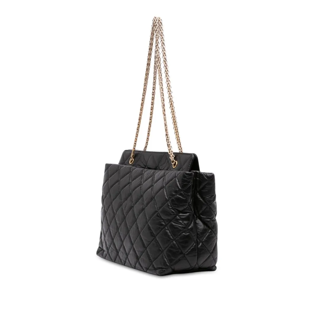 Chanel Quilted Aged Calfskin Reissue 2.55 Tote Black Leather Good - Back View
