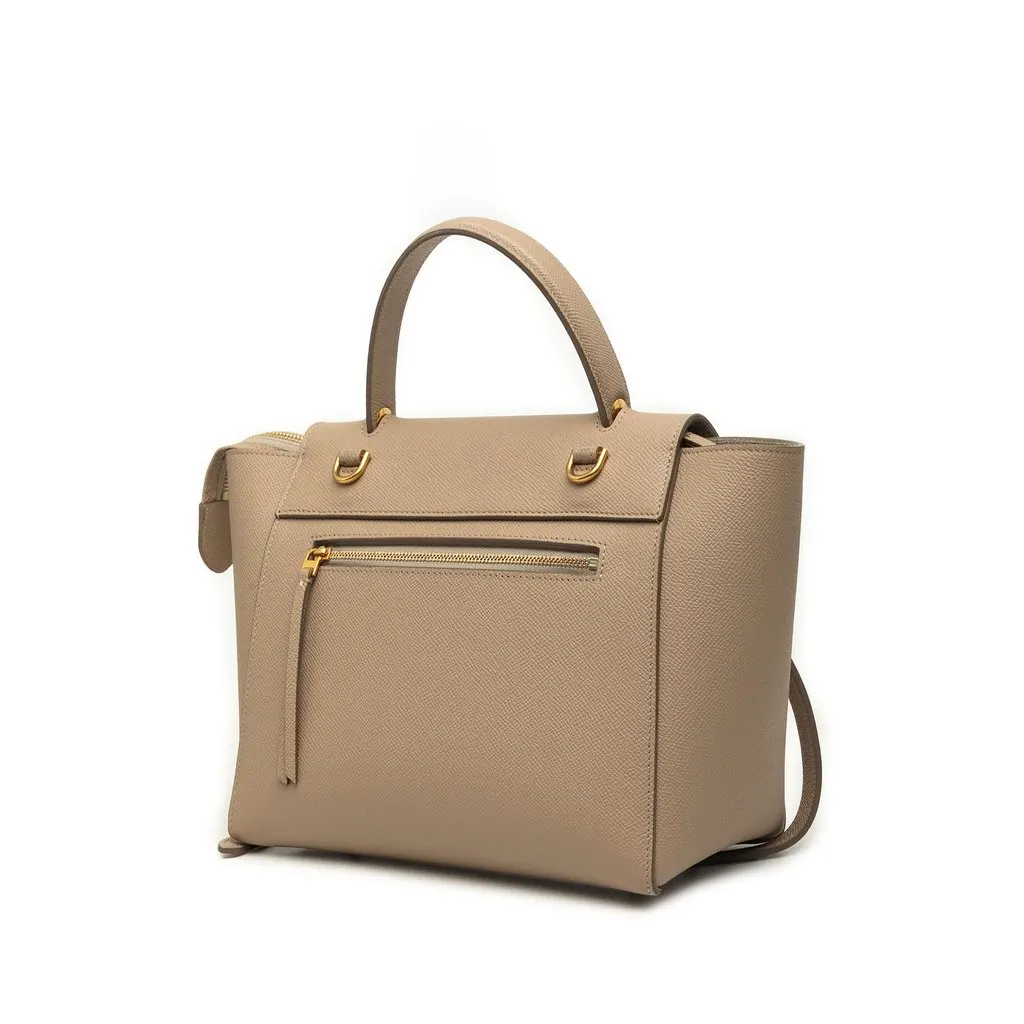 Celine Micro Grained Calfskin Belt Bag Brown Leather Very good - Back View