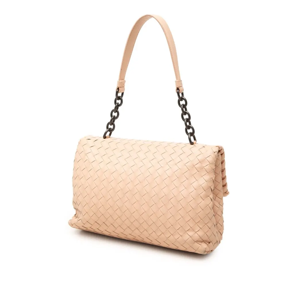 Bottega Veneta Small Nappa Intrecciato Olimpia Shoulder Bag Pink Leather Good - Back View
