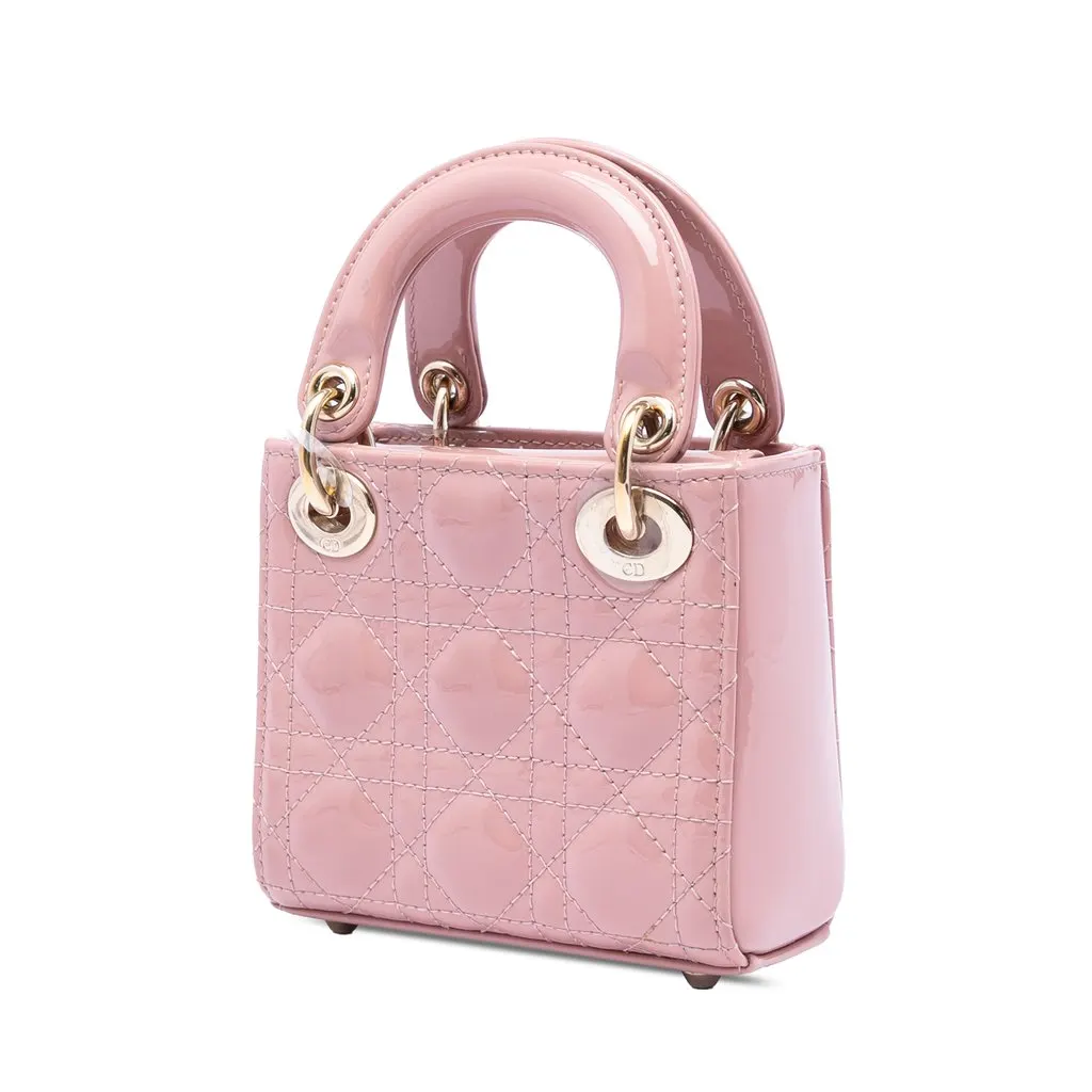 Dior Micro Patent Cannage Lady Dior Pink Leather Very good - Back View