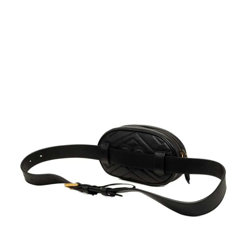 Gucci GG Marmont Matelasse Calfskin Belt Bag Black Leather Good - Back View