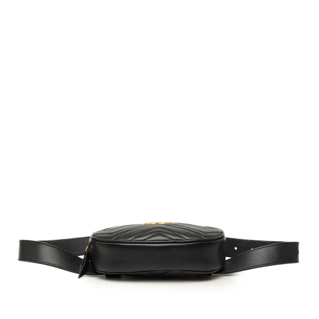 Gucci GG Marmont Matelasse Calfskin Belt Bag Black Leather Good - Inside View