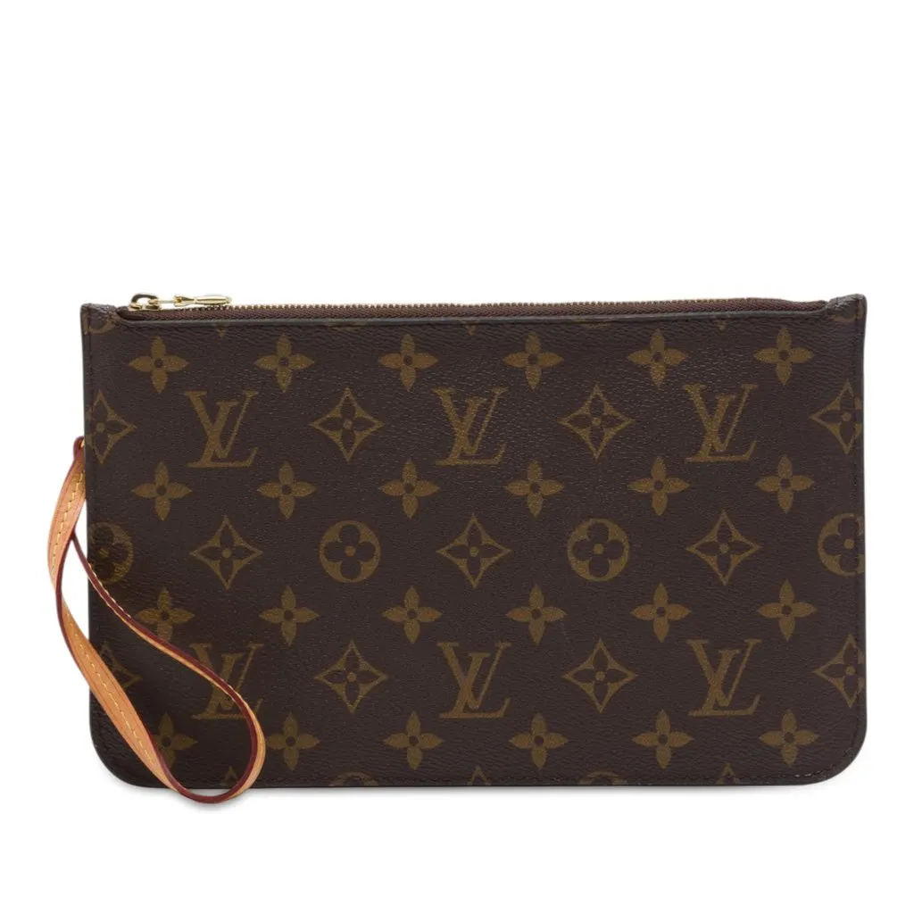 Louis Vuitton Monogram Neverfull MM Pouch Brown Canvas Very good - Front View