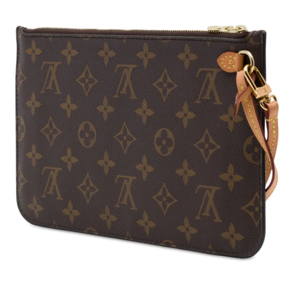 Louis Vuitton Monogram Neverfull MM Pouch Brown Canvas Very good - Back View