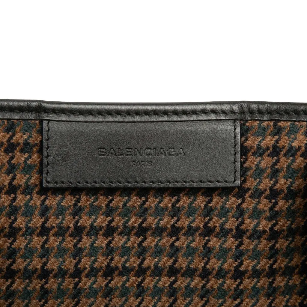 Balenciaga Wool Houndstooth Navy Cabas Tote S Brown Very good - Box View