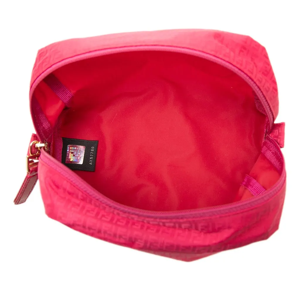 Fendi Zucchino Nylon Pouch Pink Polyamide Good - Model View