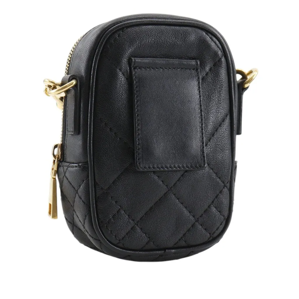 Versace Quilted Leather Medusa Belt Pouch Crossbody Black Leather Very good - Back View