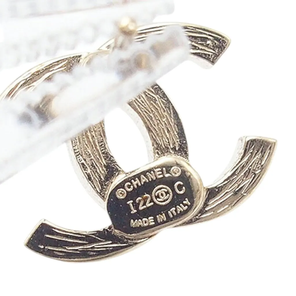 Chanel CC Gold Plated Rhinestone Assymetrical Ear Cuff Earrings Gold Metal Very good - Inside View
