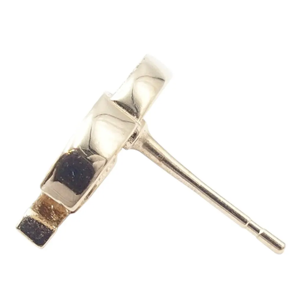 Chanel CC Gold Plated Rhinestone Assymetrical Ear Cuff Earrings Gold Metal Very good - Model View