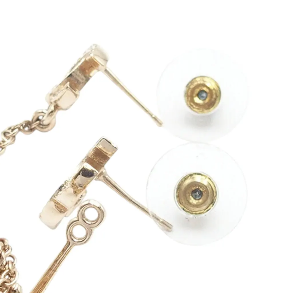 Chanel CC Gold Plated Rhinestone Assymetrical Ear Cuff Earrings Gold Metal Very good - Box View