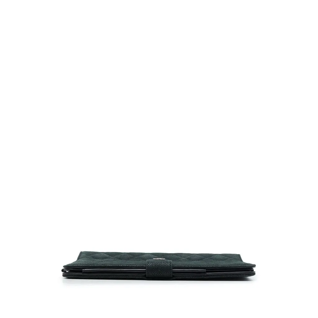Chanel CC Quilted Caviar iPad Case with Chain Black Leather Very good - Inside View