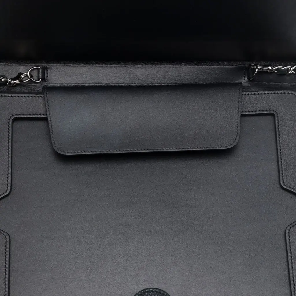 Chanel CC Quilted Caviar iPad Case with Chain Black Leather Very good - Model View