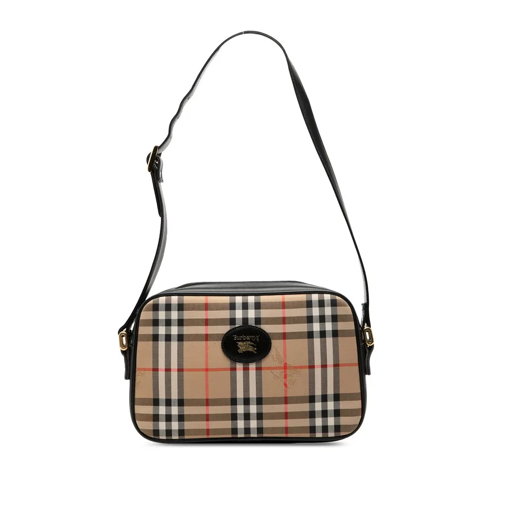 Burberry Haymarket Check Canvas Camera Bag Beige Very good - Front View