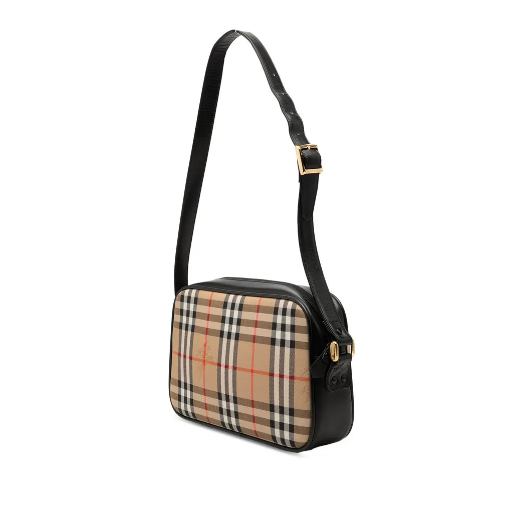 Burberry Haymarket Check Canvas Camera Bag Beige Very good - Back View