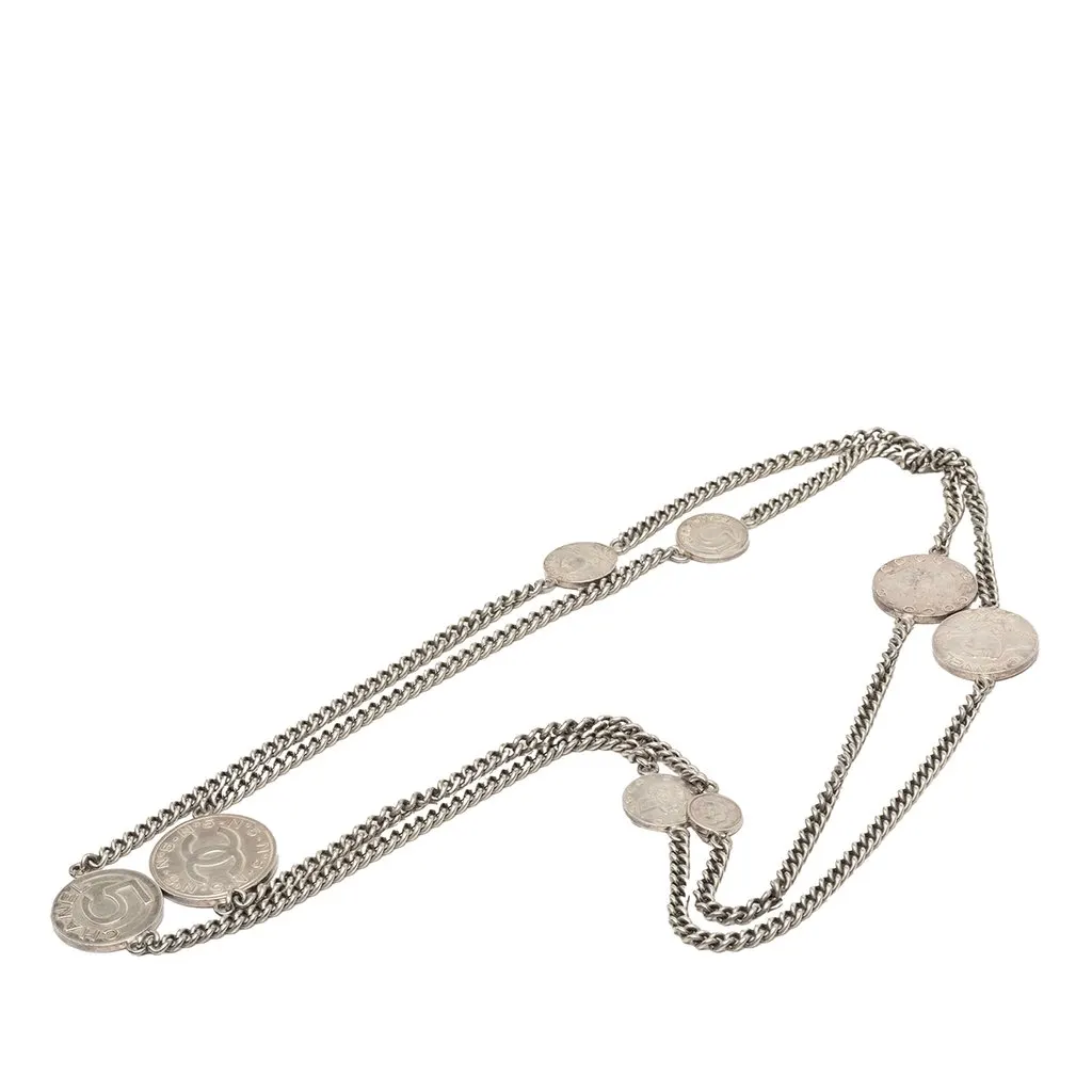 Chanel CC Brass Coin Chain Long Necklace