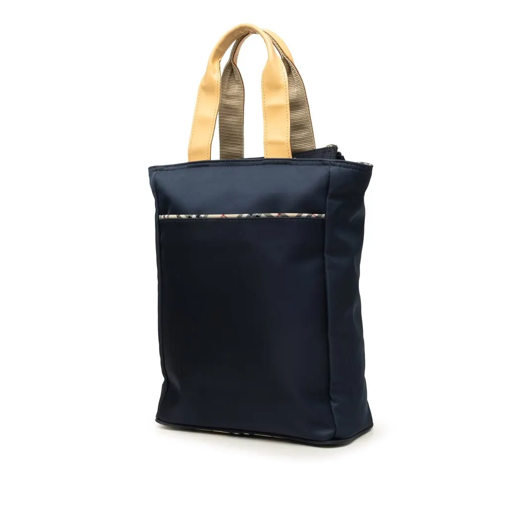 Burberry Nova Check Canvas Trimmed Nylon Tote Blue Polyamide Very good - Back View