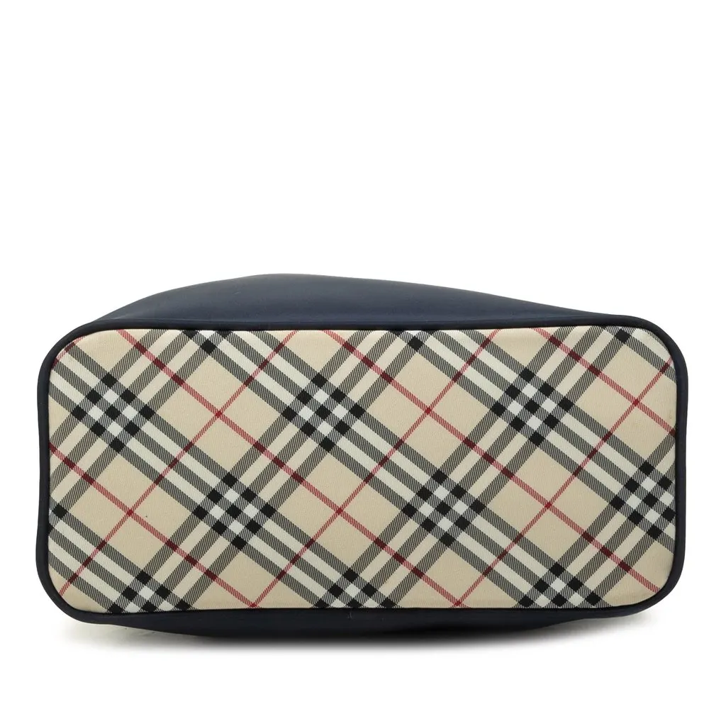 Burberry Nova Check Canvas Trimmed Nylon Tote Blue Polyamide Very good - Inside View