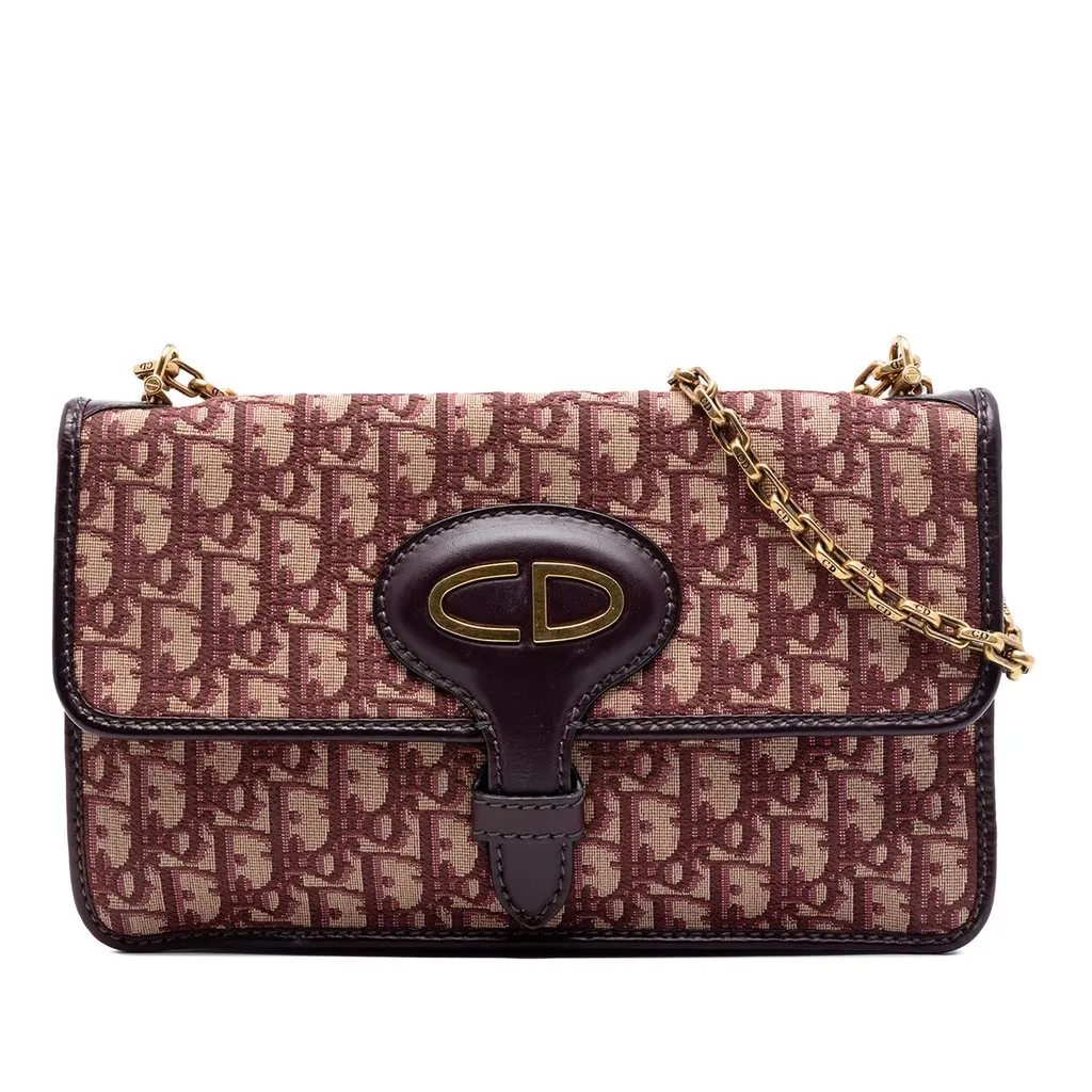 Dior Oblique Canvas Chain Crossbody Red Very good - Front View