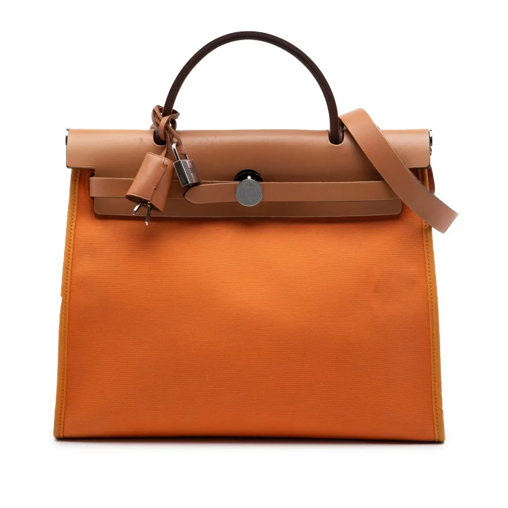 Hermès Toile Herbag Zip 31 Orange Canvas Very good - Front View