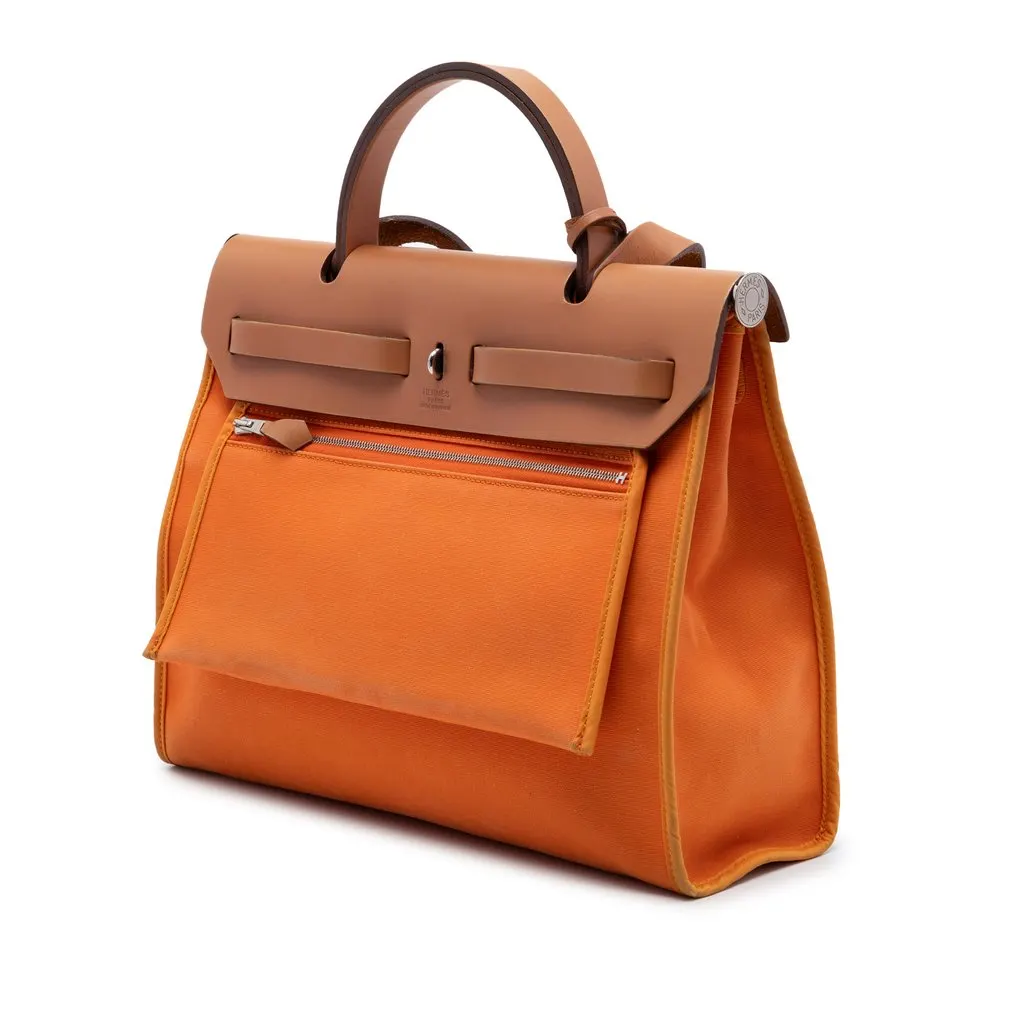Hermès Toile Herbag Zip 31 Orange Canvas Very good - Back View