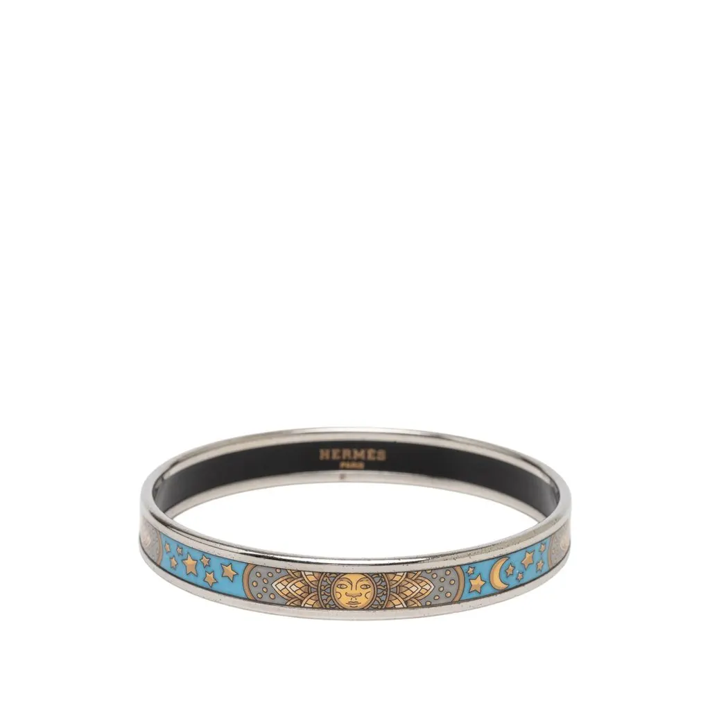 Hermès Narrow Sun Moon Stars Enamel Bangle 65 Blue Very good - Front View