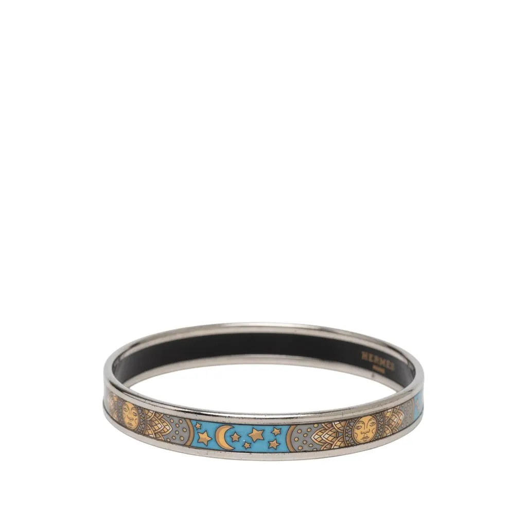 Hermès Narrow Sun Moon Stars Enamel Bangle 65 Blue Very good - Back View