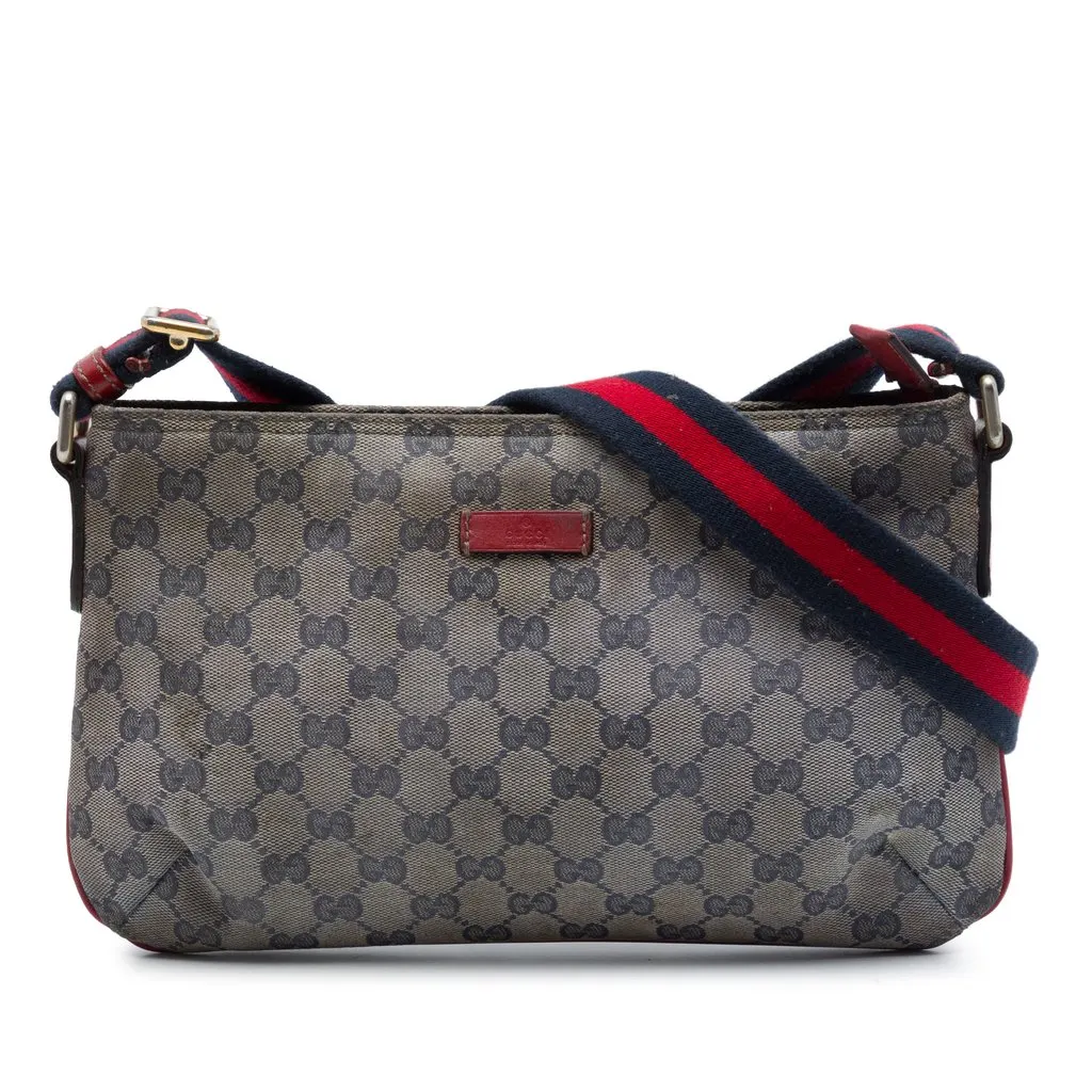 Gucci GG Crystal Web Crossbody Beige Canvas Good - Front View