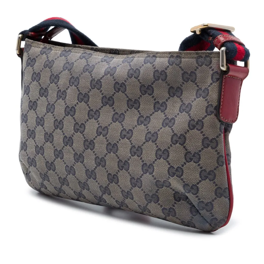 Gucci GG Crystal Web Crossbody Beige Canvas Good - Back View