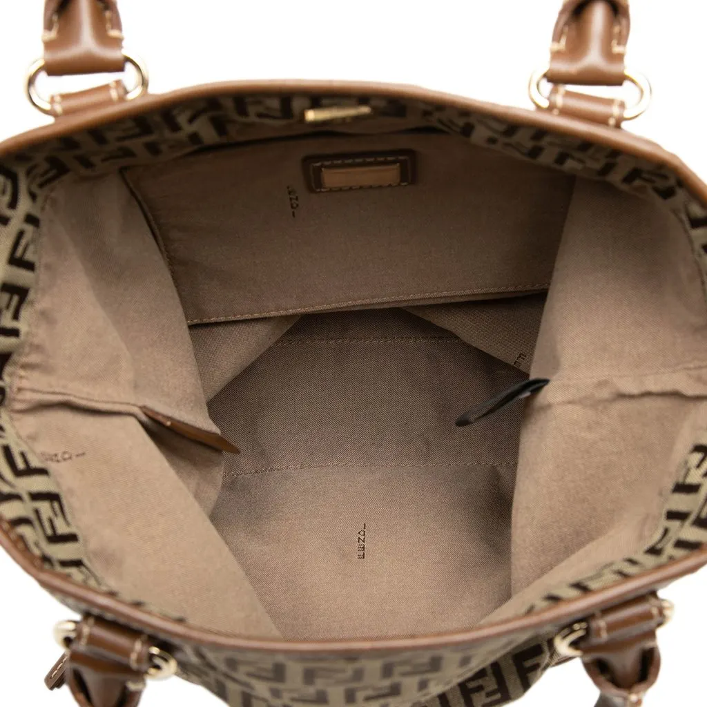 Fendi Zucchino Canvas Chef Front Pocket Shopping Tote Beige Good - Model View