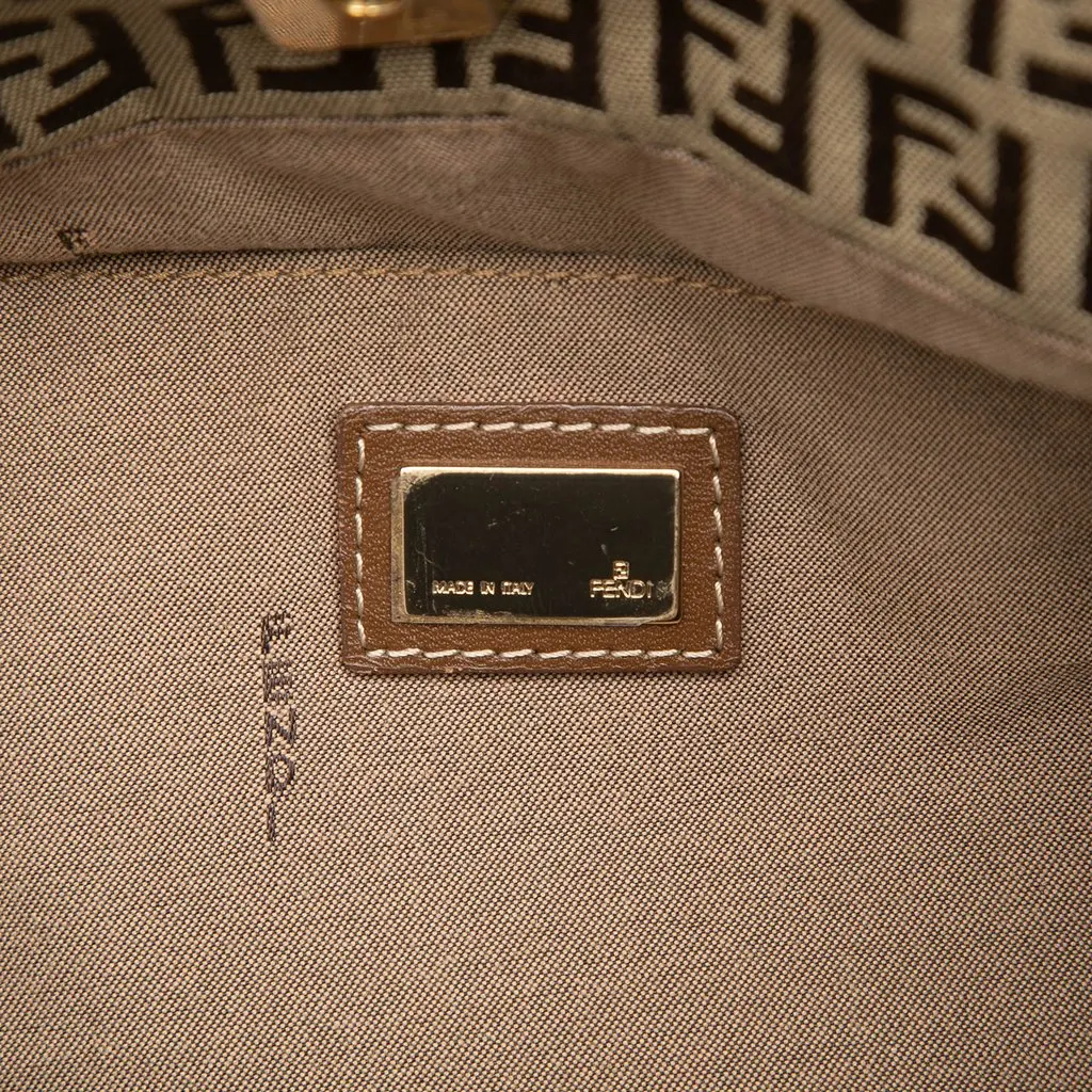 Fendi Zucchino Canvas Chef Front Pocket Shopping Tote Beige Good - Box View