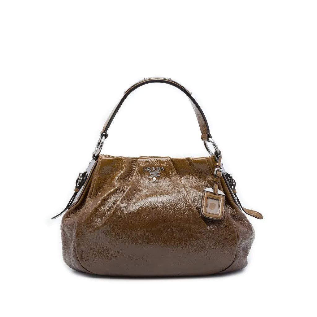 Prada Sfumata Vernice Ombre Tote Brown Leather Good - Front View