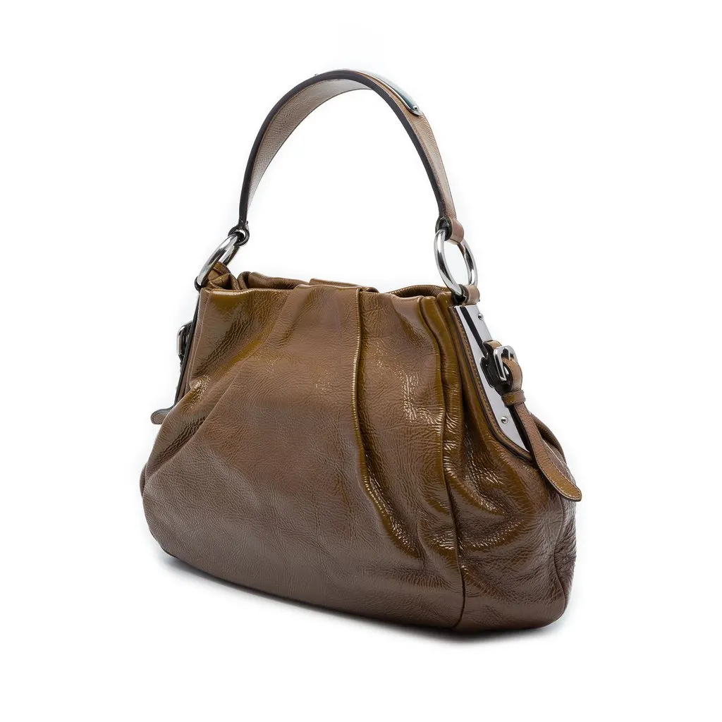 Prada Sfumata Vernice Ombre Tote Brown Leather Good - Back View