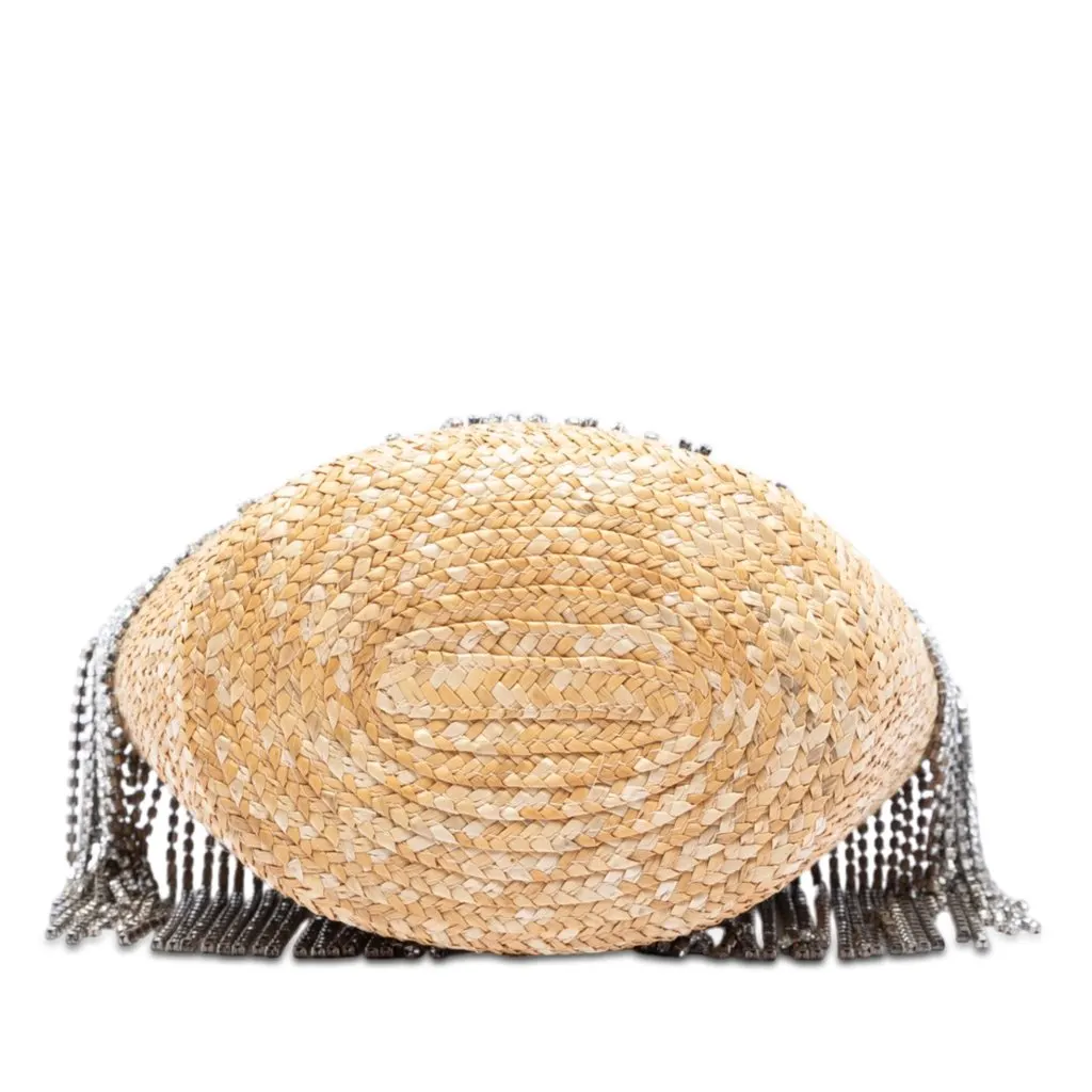 Miu Miu Wicker Crystal Fringe Bucket Bag Beige Very good - Inside View