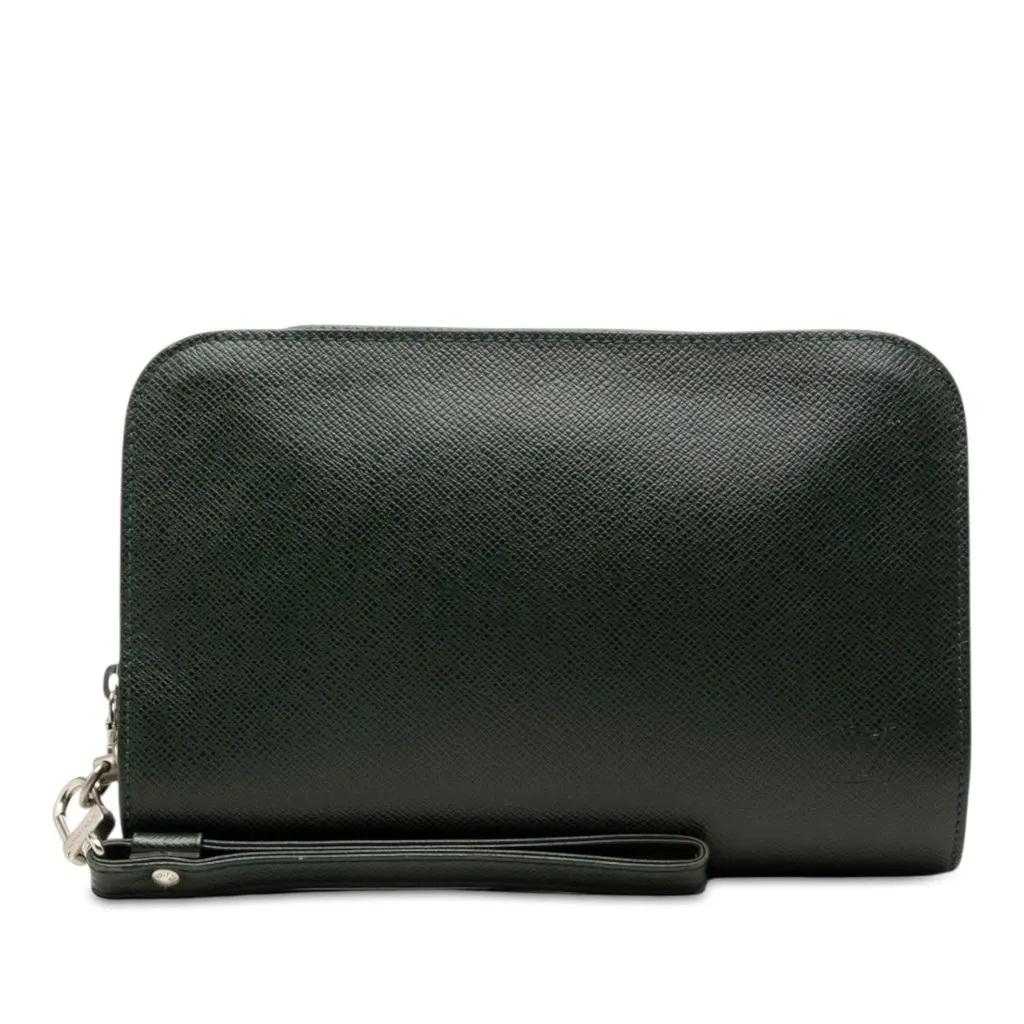 Louis Vuitton Taiga Pochette Baikal Green Leather Good - Front View