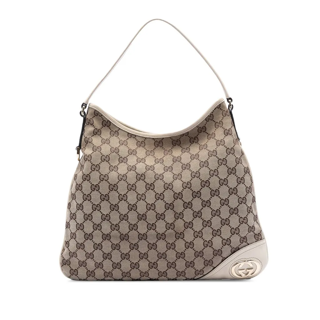 Gucci GG Canvas New Britt Hobo Beige Very good - Front View