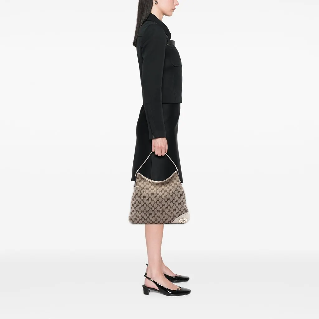 Gucci GG Canvas New Britt Hobo Beige Very good - Box View