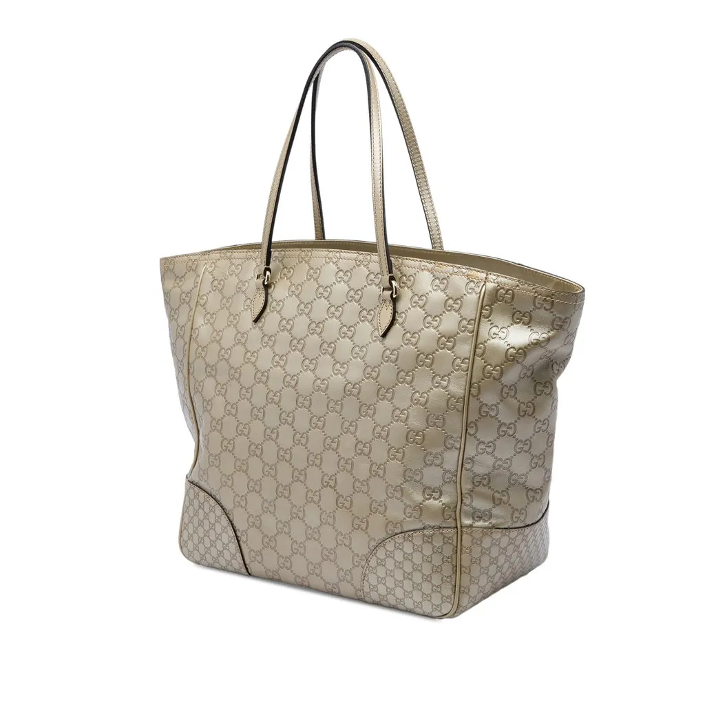 Gucci Metallic Guccissima Bree Tote Gold Leather Very good - Back View