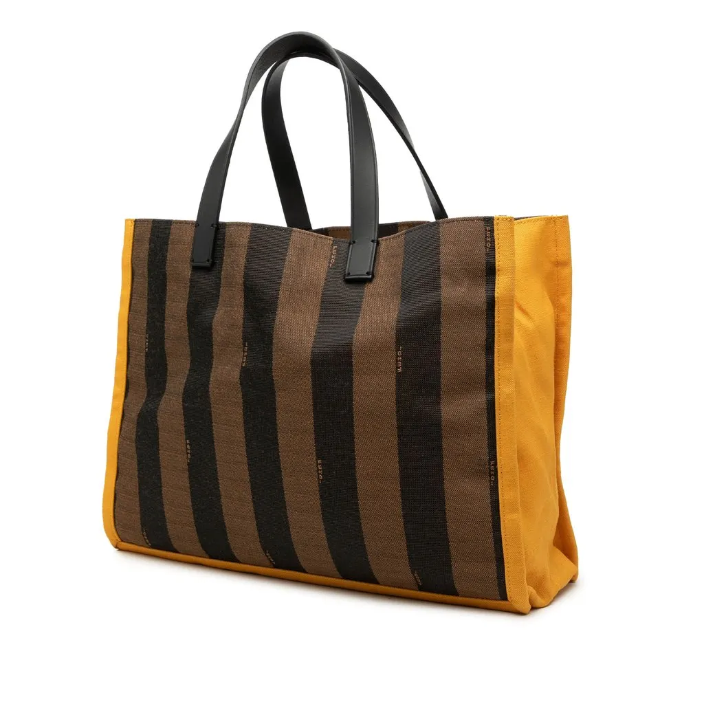 Fendi Pequin Canvas Tote Brown Very good - Back View