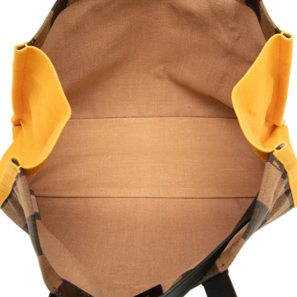 Fendi Pequin Canvas Tote Brown Very good - Model View