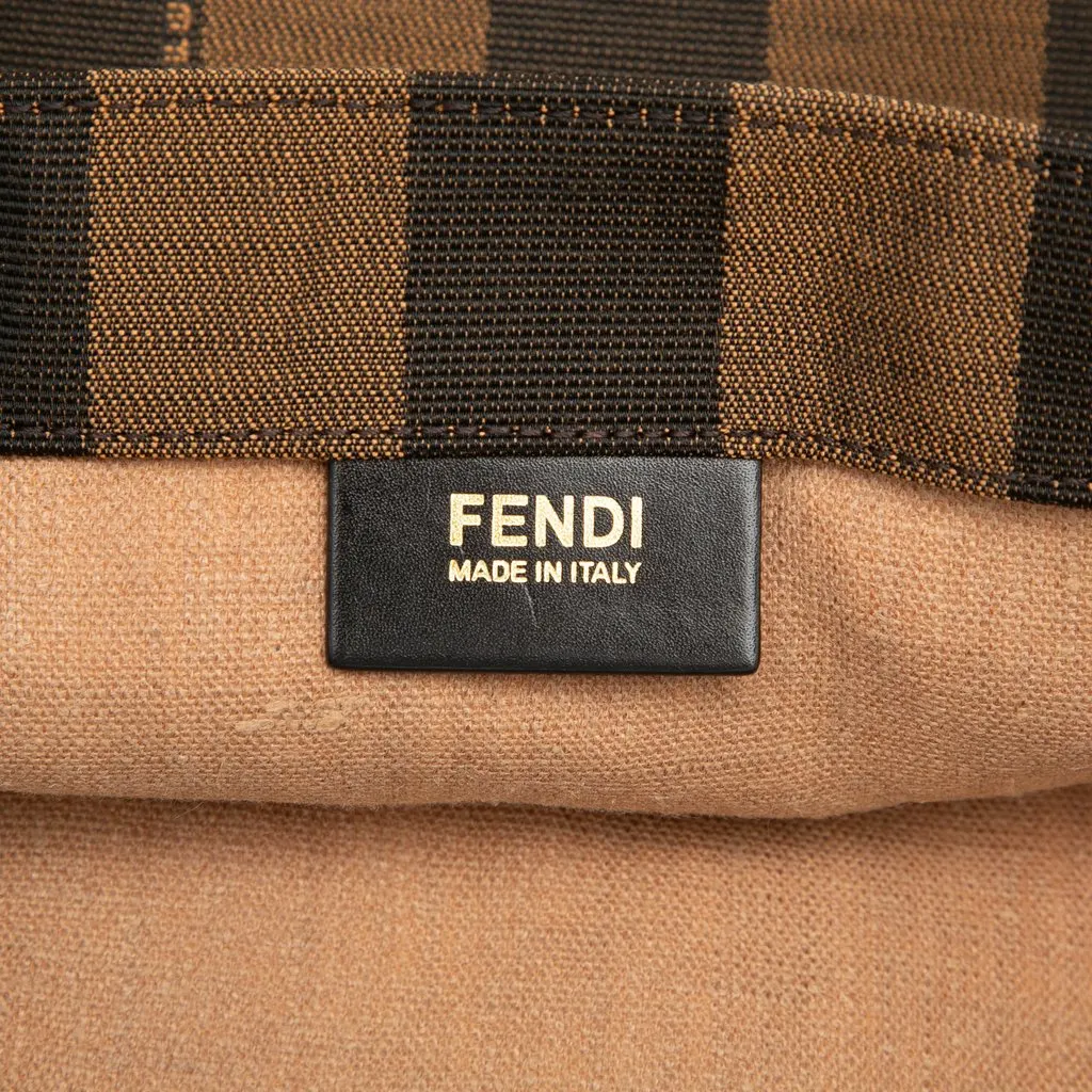 Fendi Pequin Canvas Tote Brown Very good - Box View