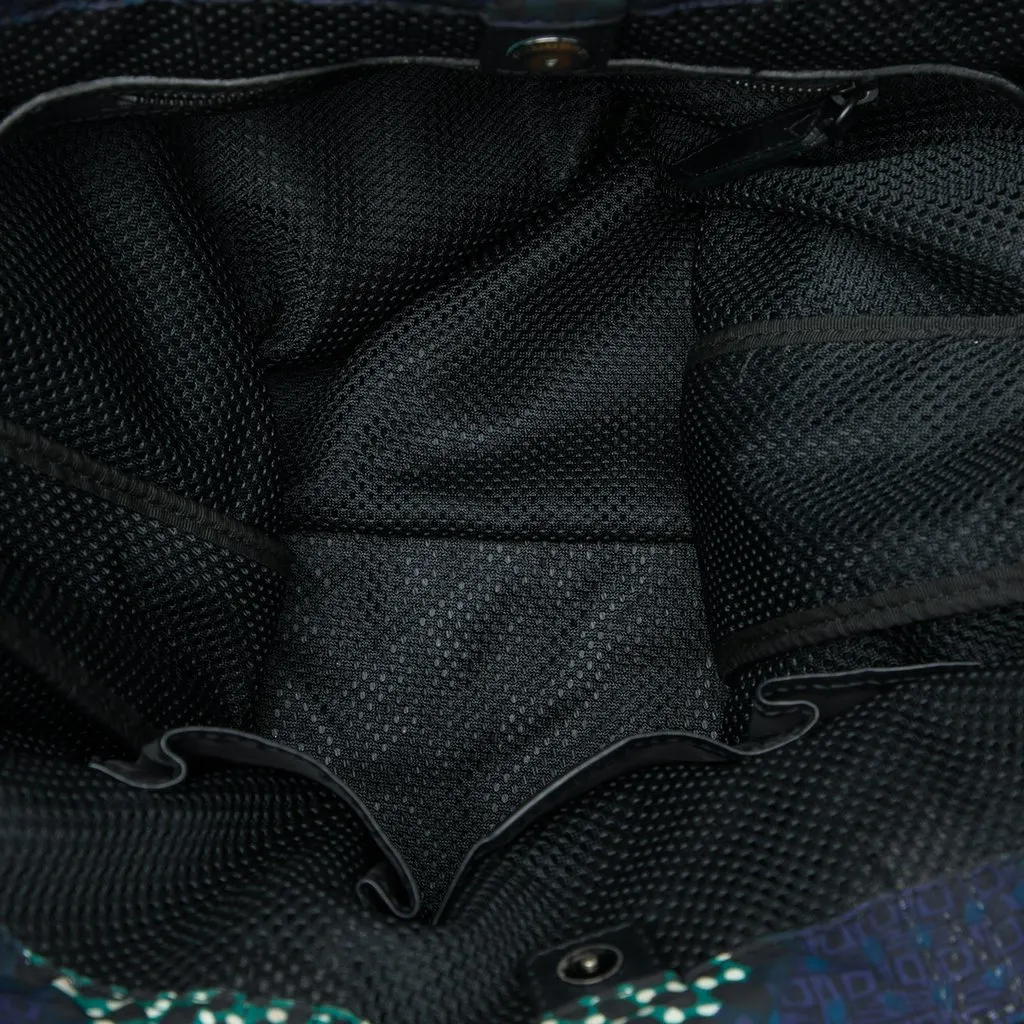 Burberry Leather Trimmed Prorsum Printed Nylon Tote Blue Very good - Model View