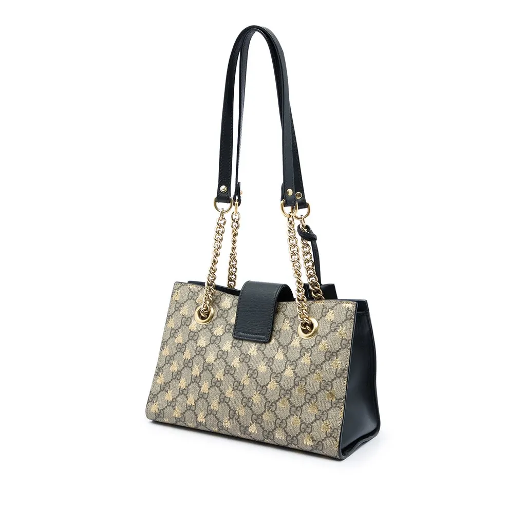 Gucci Small GG Supreme Bee Padlock Tote Beige Canvas Very good - Back View