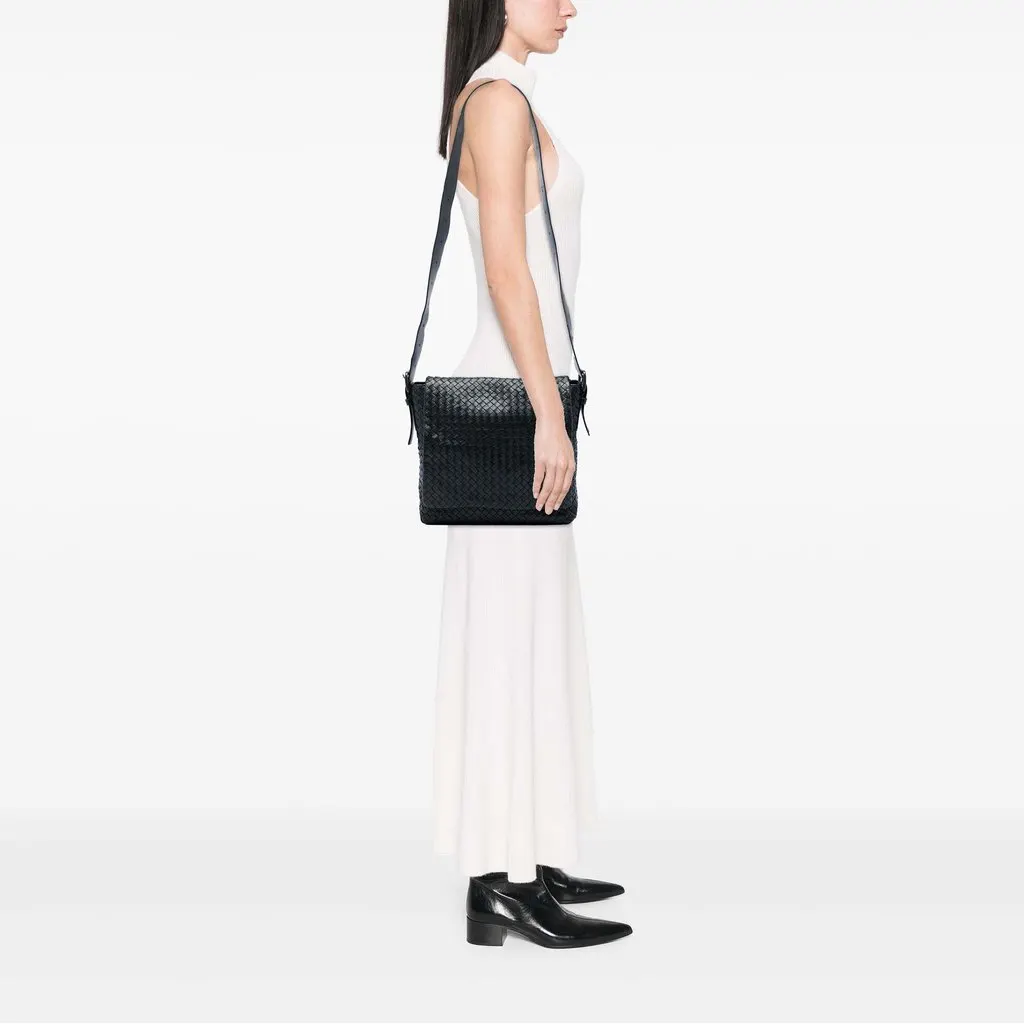 Bottega Veneta Nappa Intrecciato Flap Crossbody Black Leather Very good - Box View